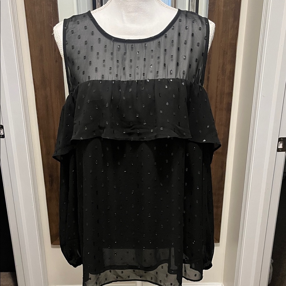 Old Navy Large Black Long Sleeve Cold Shoulder Sheer Blouse